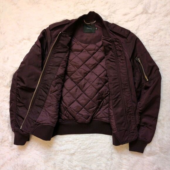 NWT Aritzia Talula Womens S Whitby Bomber Jacket Purple Military Full Zip Coat - Picture 14 of 14